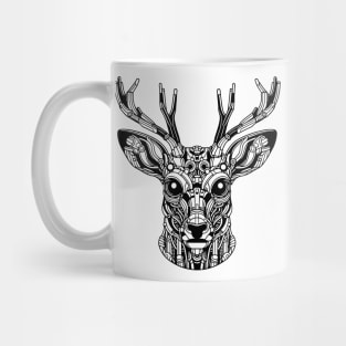 Biomechanical Deer: An Advanced Futuristic Graphic Artwork with Abstract Line Patterns Mug